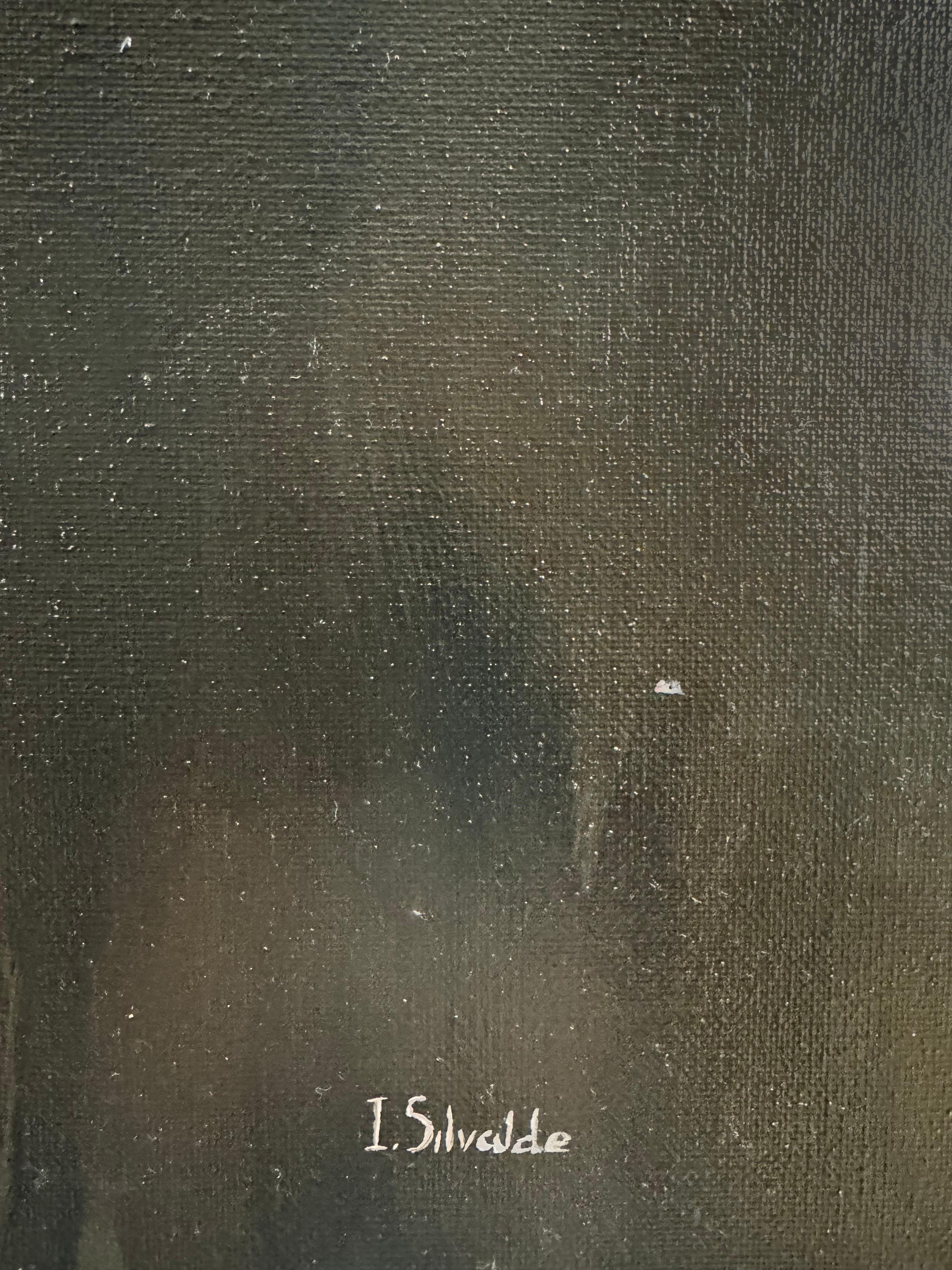 Pittura figurativa contemporanea Ritratto femminile nudo con gocciolamento rosa e rosso - Nude Painting Nero di Inés Silvalde