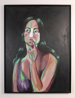"Esposo fluorescente". Pintura acrílica figurativa contemporánea sobre lienzo enmarcado