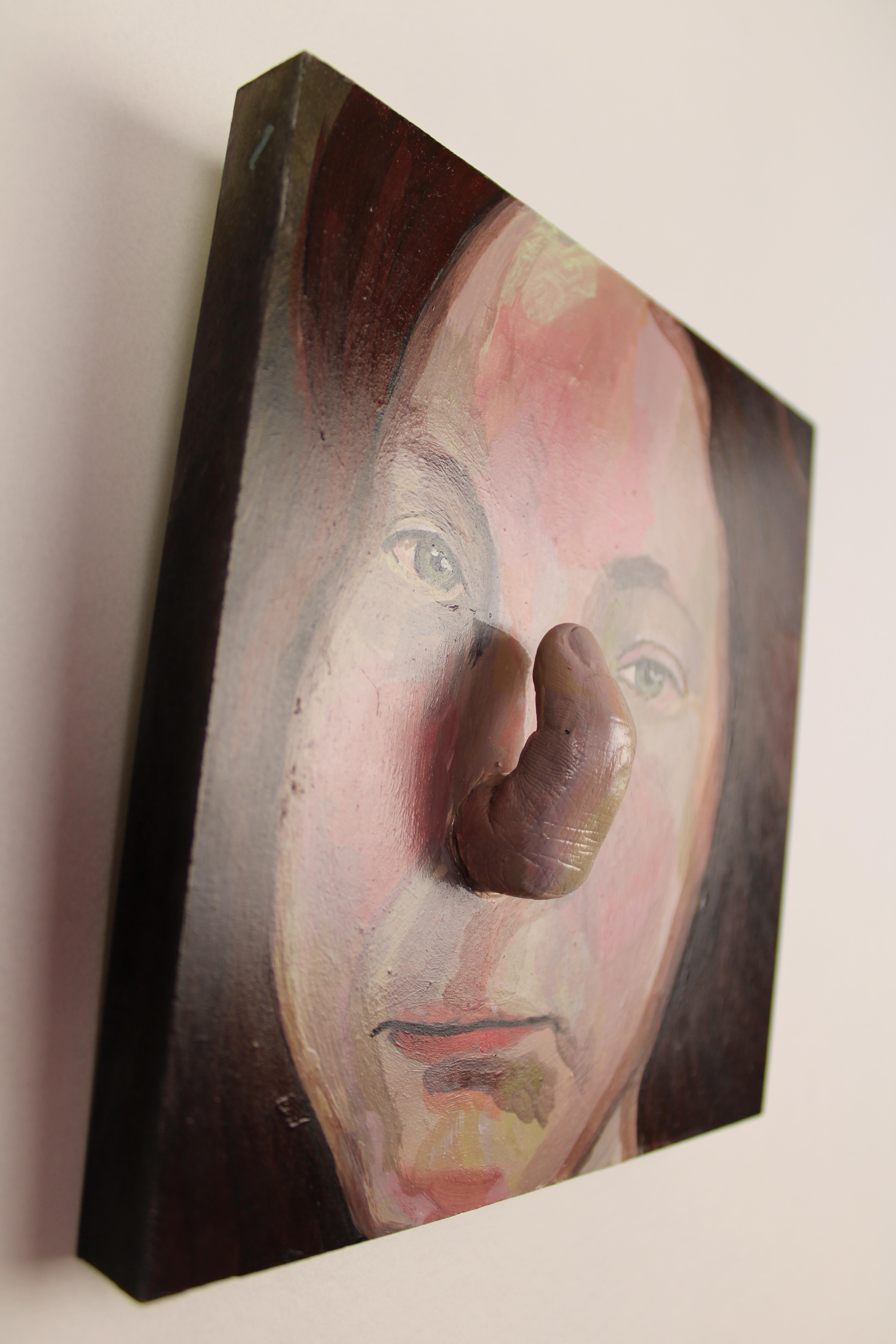 Fracción de un sueño 9 - Técnica mixta sobre MDF, Pintura surrealista escultórica - Painting de Inés Silvalde
