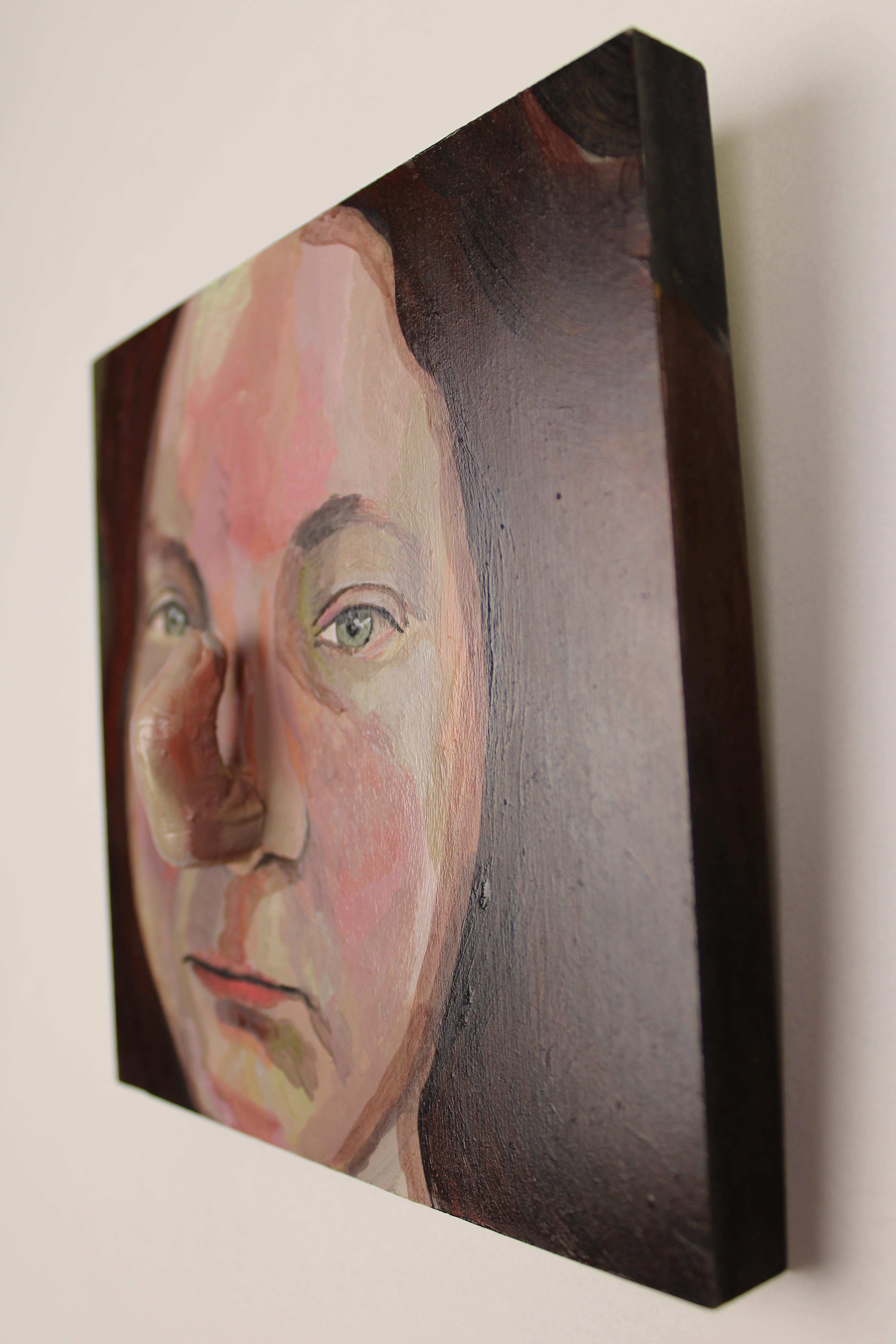 Fracción de un sueño 9 - Técnica mixta sobre MDF, Pintura surrealista escultórica - Painting Feminista de Inés Silvalde