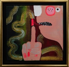 Pintura figurativa humorística de gestos queer, óleo y acrílico sobre lienzo. "Piriquí"