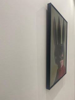 Ritratto di bambino mascherato Pittura acrilica su tela Opere d'arte di commento sociale