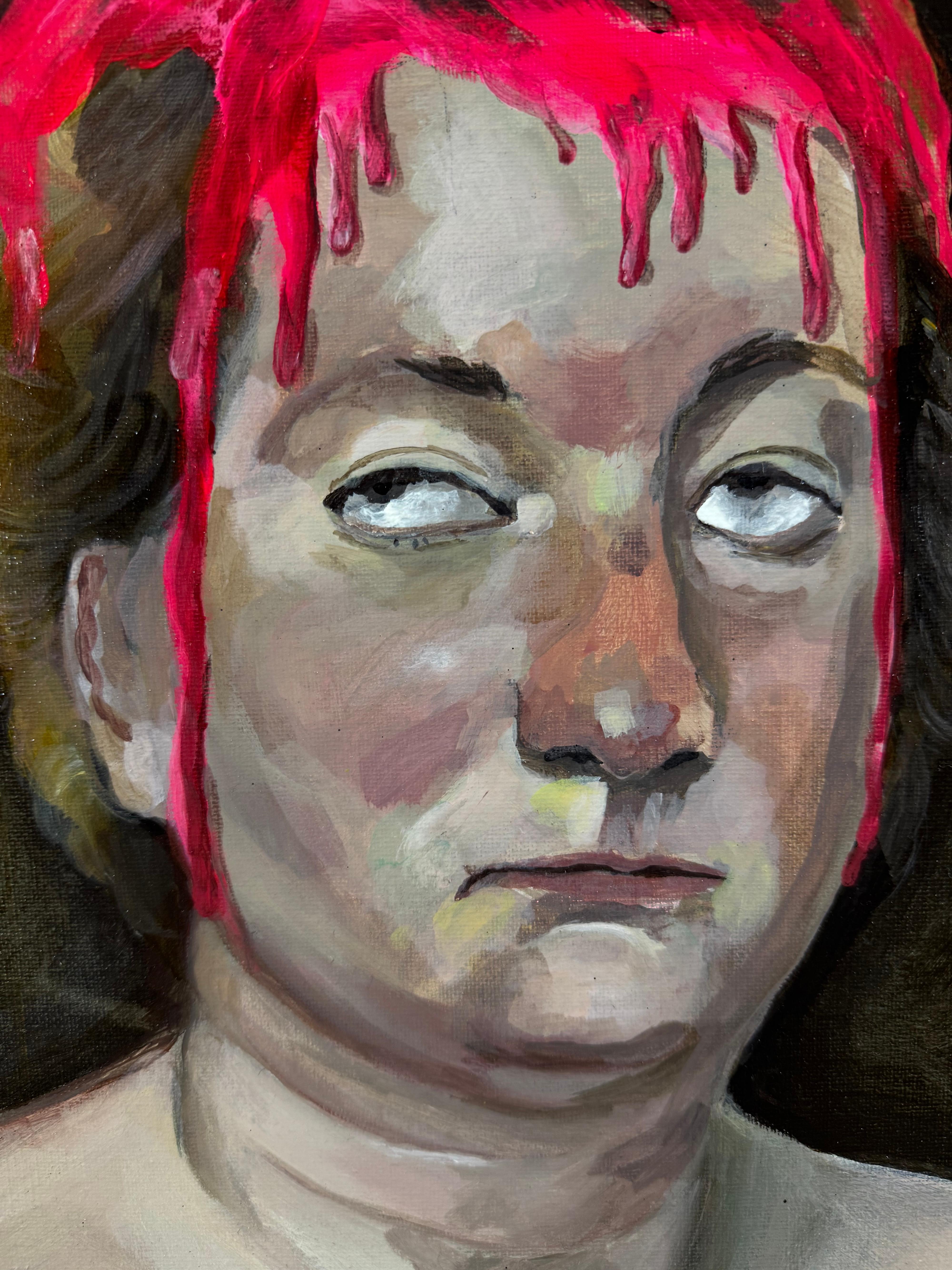Gladis la Glamurosa - Retrato Queer Contemporáneo con Desbordamiento Fucsia, 2017 - Portrait Painting Negro de Inés Silvalde