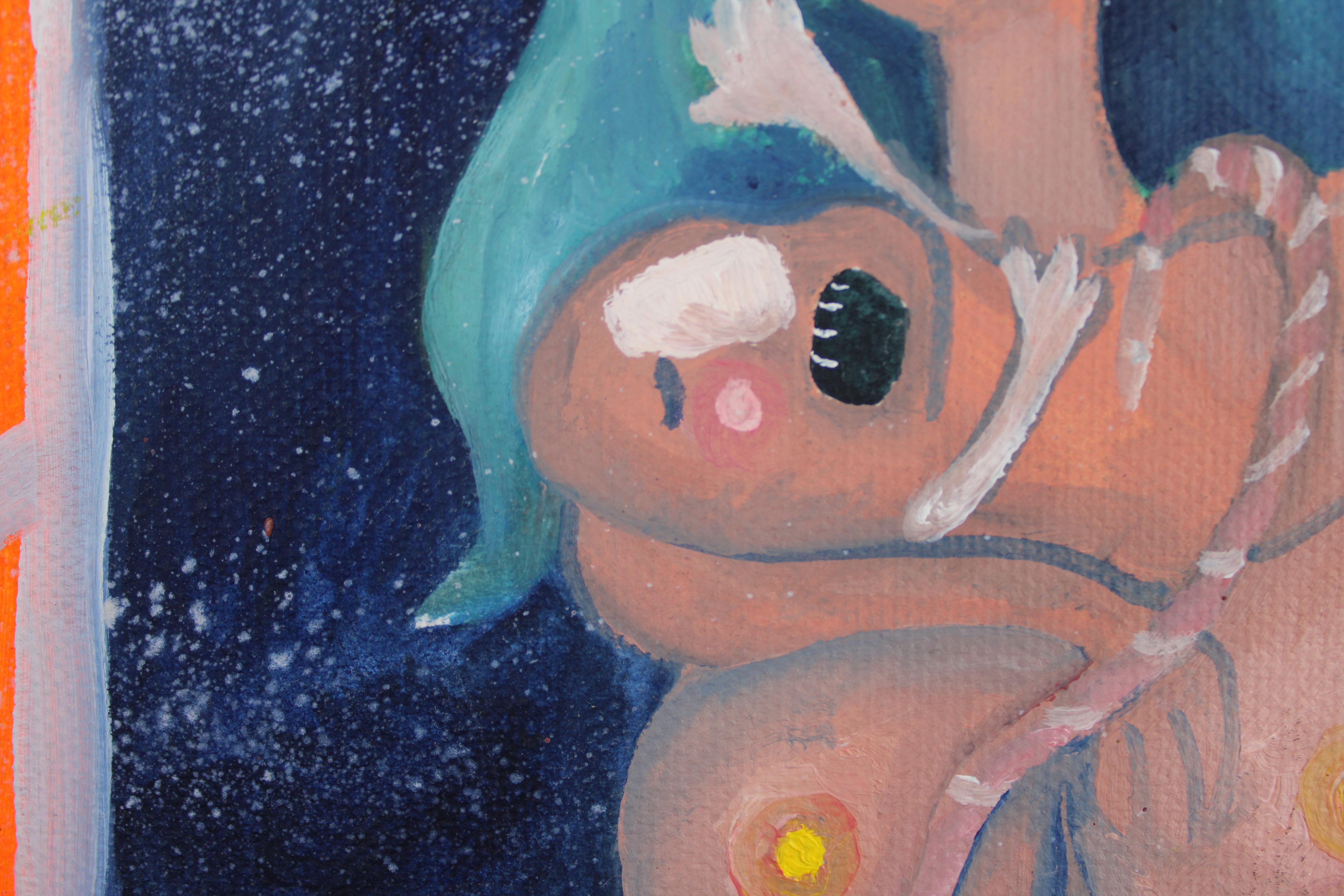 Ruta 66 - Técnica mixta sobre lienzo con bastidor, Obra de arte narrativa contemporánea en venta 3