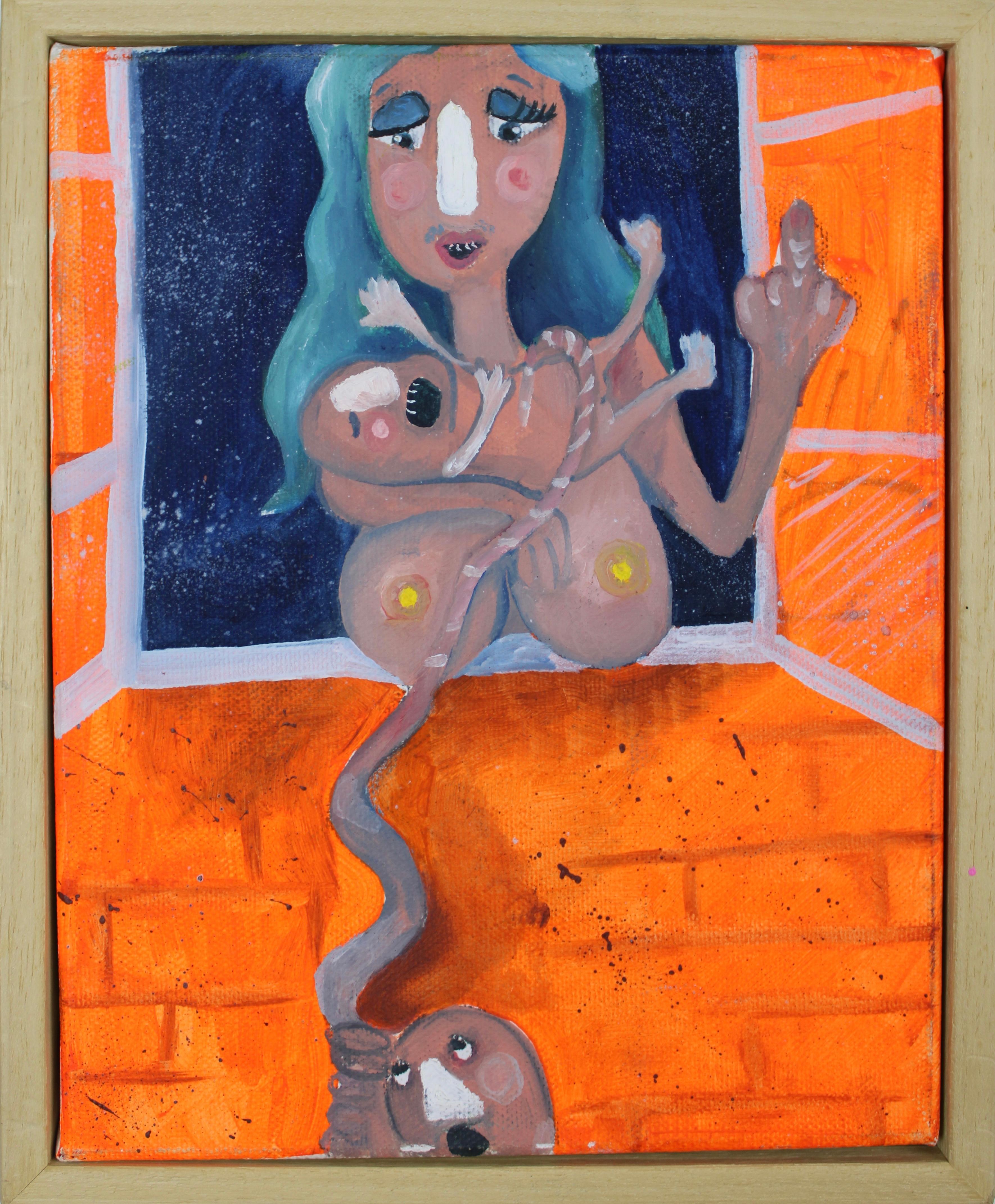 Ruta 66 - Técnica mixta sobre lienzo con bastidor, Obra de arte narrativa contemporánea - Mixed Media Art de Inés Silvalde