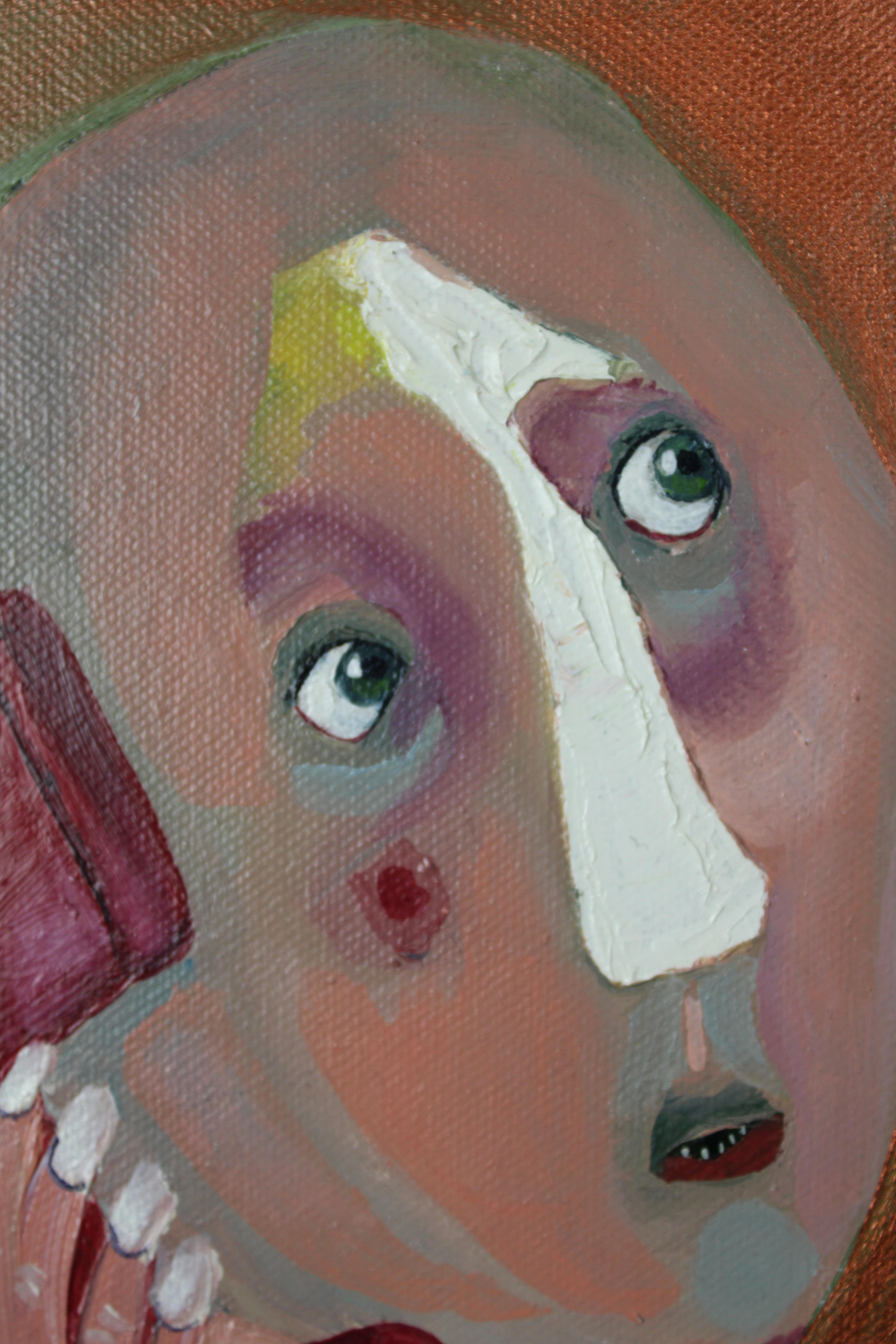 Tell me? Humoristic Scene Mixed Media on Canvas with Frame by Ines Silvalde For Sale 3