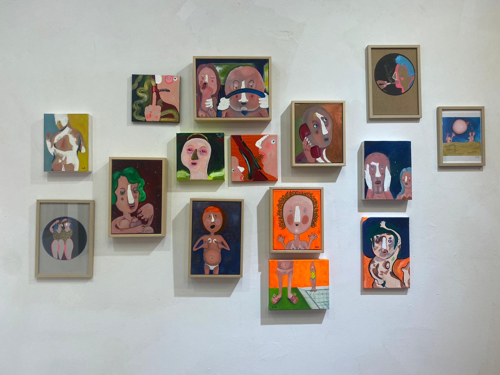Tell me? Humoristic Scene Mixed Media on Canvas with Frame by Ines Silvalde For Sale 5