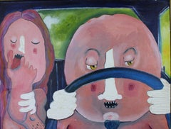 The The ? Je l'emporte et la lave Peinture à l'huile figurative satirique sur toile