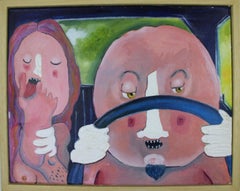The The ? Je l'emporte et la lave Peinture à l'huile figurative satirique sur toile