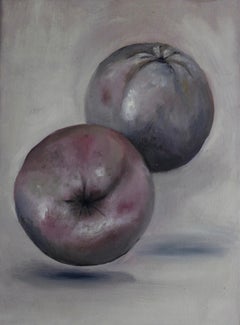 Vos pommes. Huile sur toile, Nature morte contemporaine avec éléments figuratifs