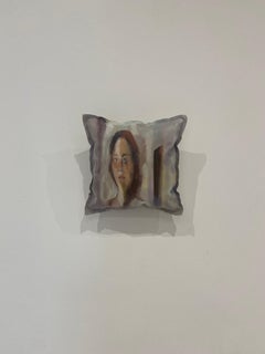 Retrato al Óleo sobre Lienzo Cosido Relieve Textil Escultura Blanda Colgante de Pared