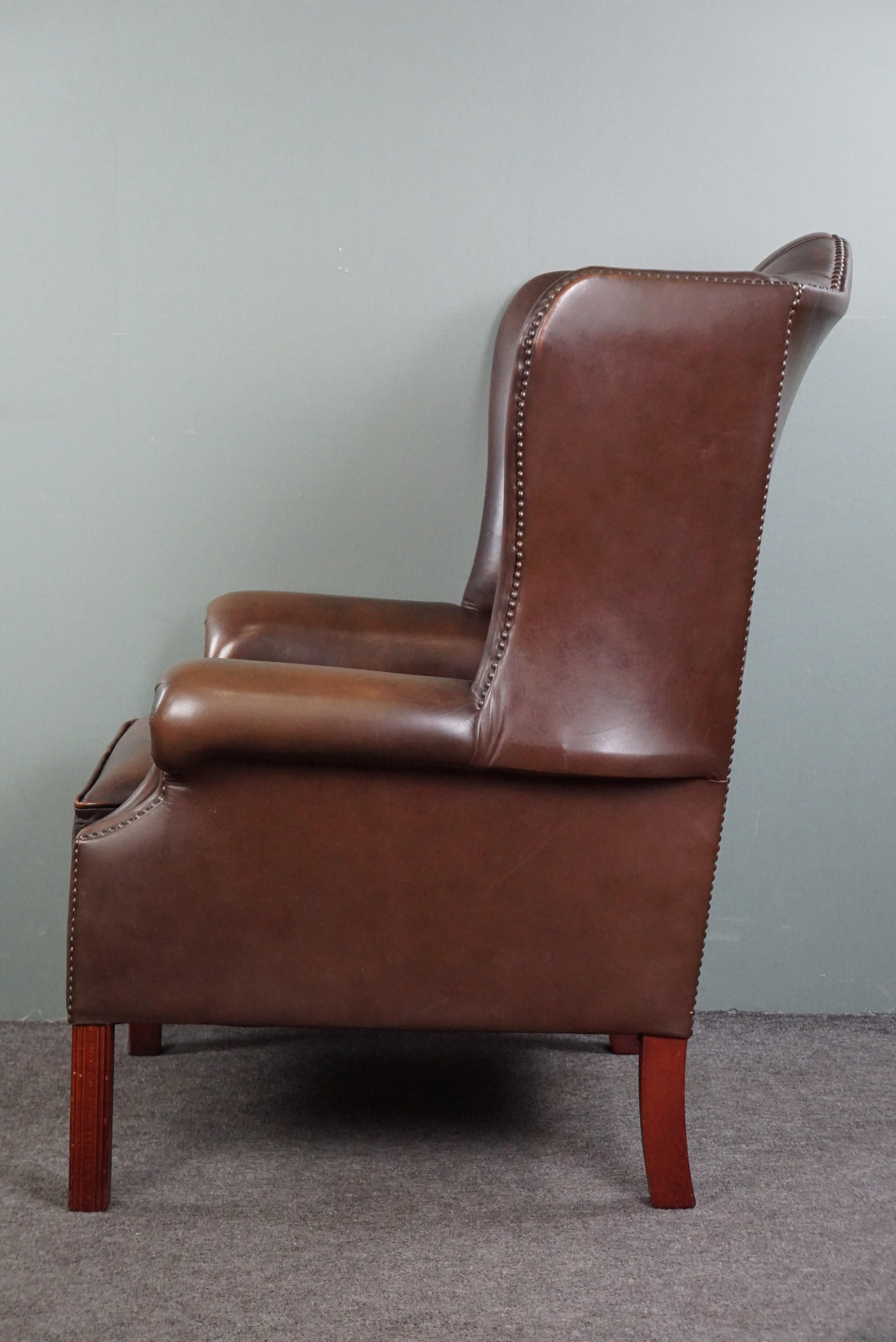 Insanely colored Chesterfield wingback armchair. For Sale 1