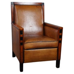 Insanely designed sheep leather Art Deco design armchair