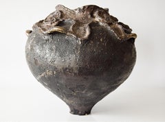 Inscribed  Vase Large- Hand Made Vase with Gold Loops