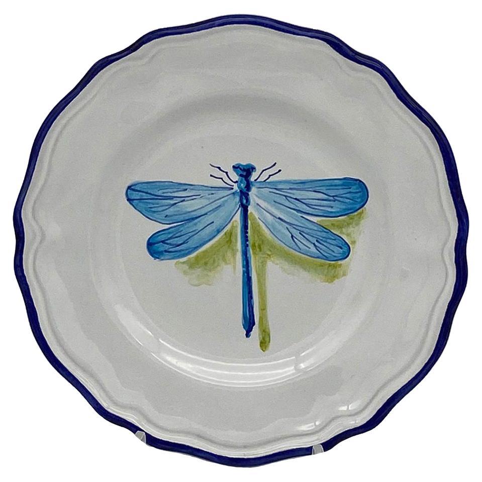 Assiettes plates en céramique peintes à la main « Insect » avec libellule