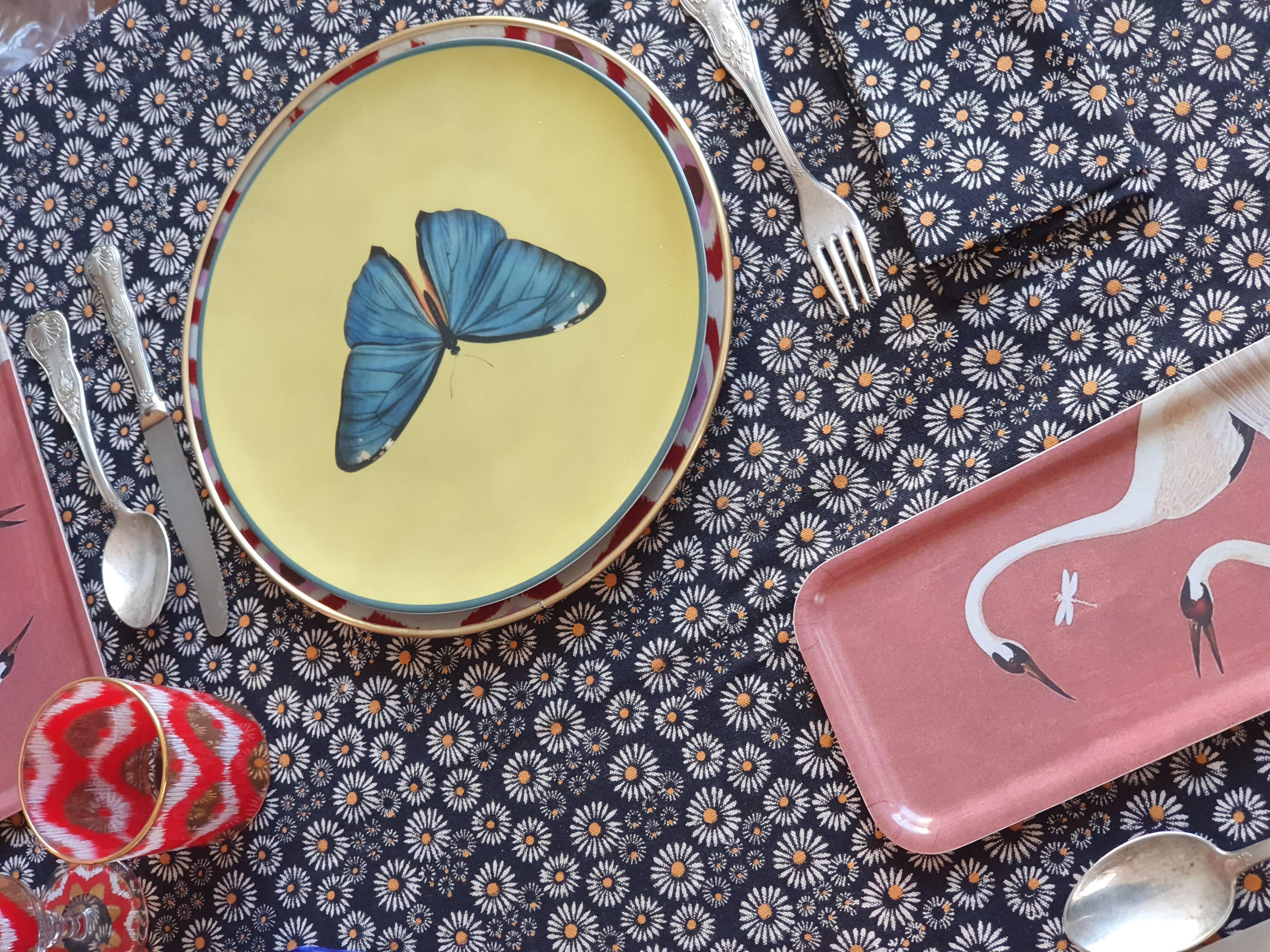 Appliqué Insect Porcelain Dinner Plates Butterfly For Sale