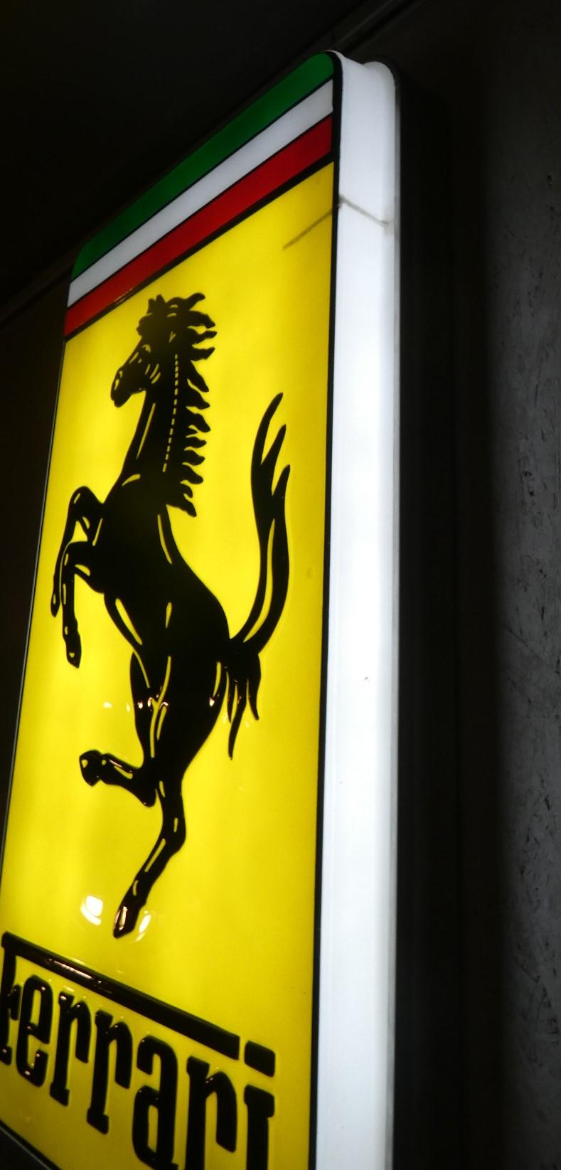Italian Ferrari neon sign in acrylic glass and steel For Sale