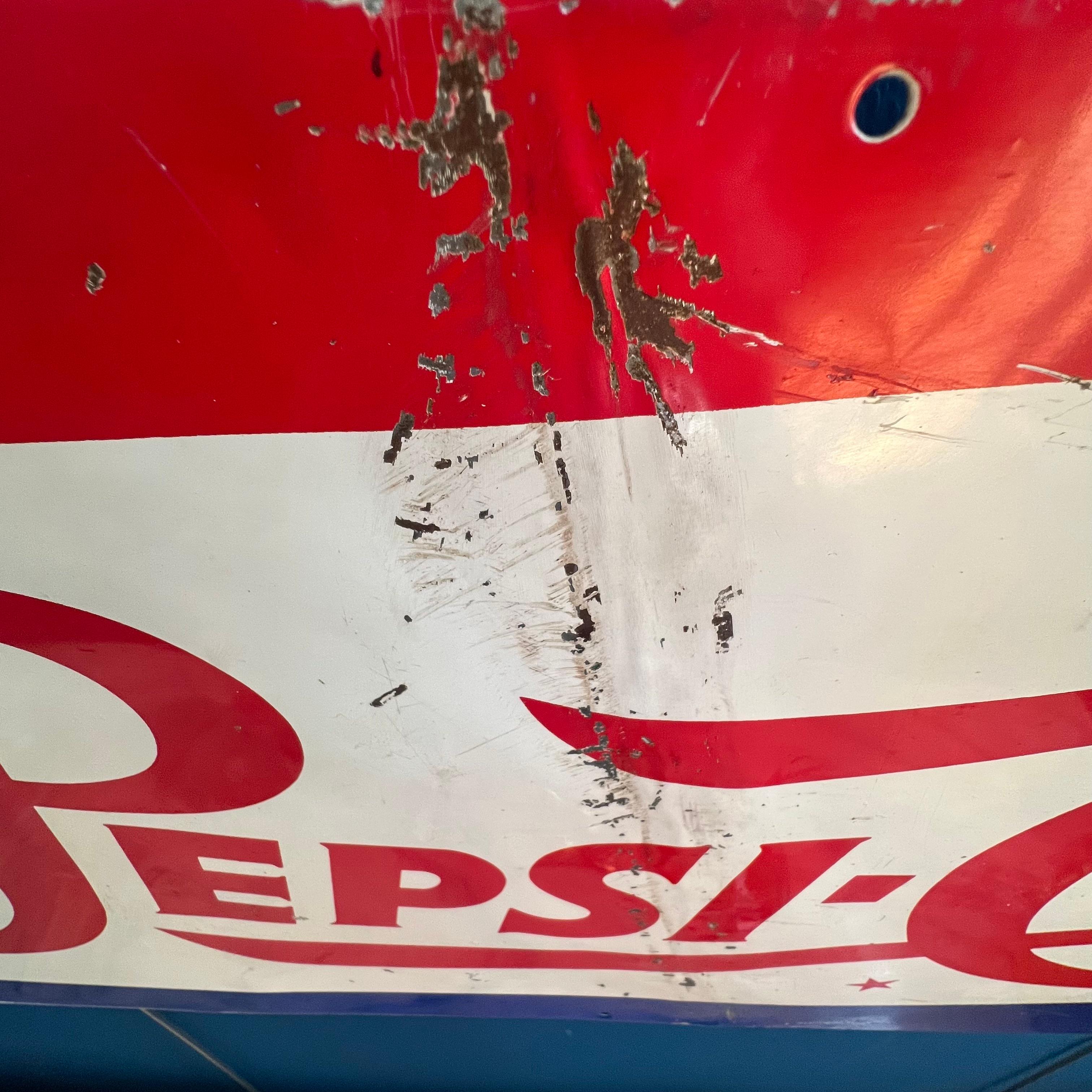 20th Century Vintage Pepsi-Cola Enameled Metal Advertising Sign, Europe, 1970s For Sale