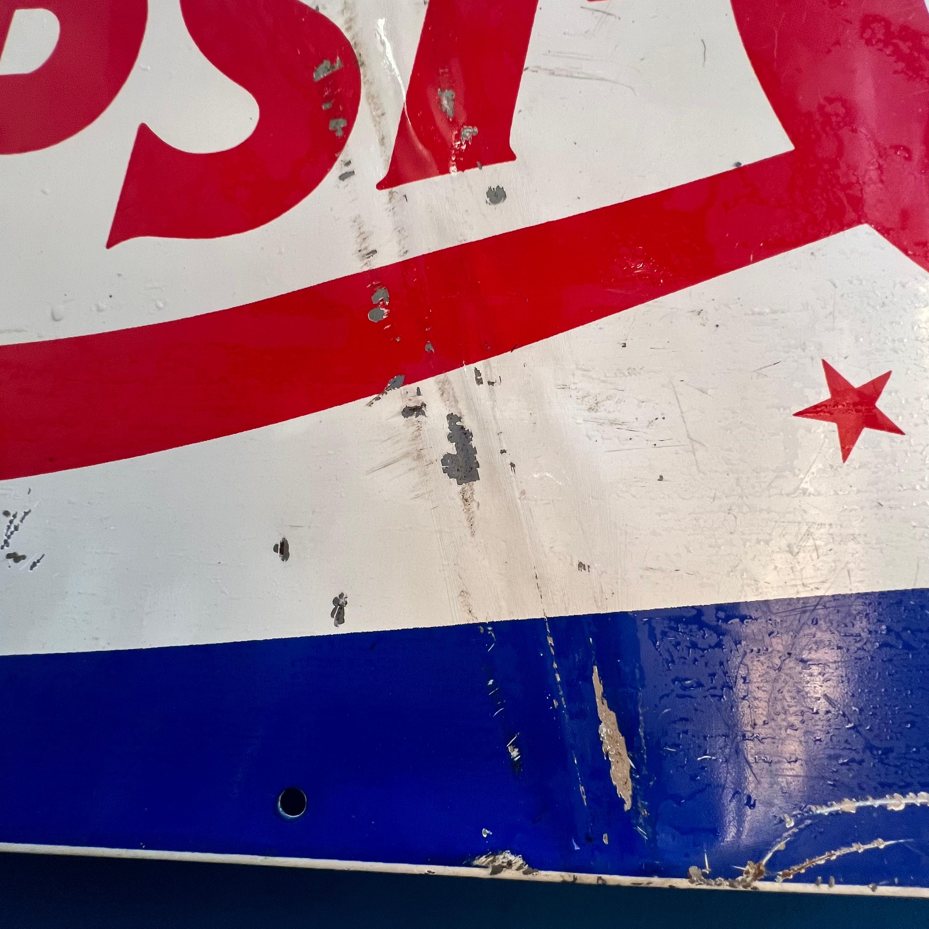 Vintage Pepsi-Cola Enameled Metal Advertising Sign, Europe, 1970s For Sale 2