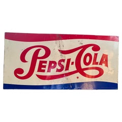 Insegna Pubblicitaria Vintage Pepsi-Cola in Metallo Smaltato, Europa, anni ’70