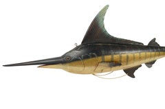 Hand-painted sheet metal swordfish sign England 1950s