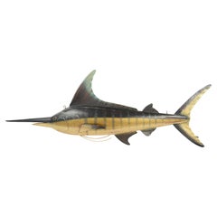 Insegna raffigurante pesce spada in lamiera dipinta a mano Inghilterra anni '50