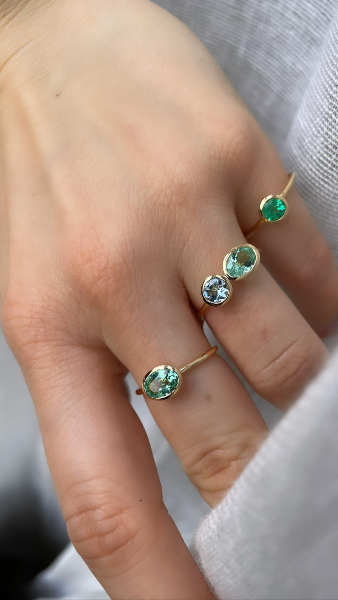 Oval Cut Inséparables, Emerald & Aquamarine