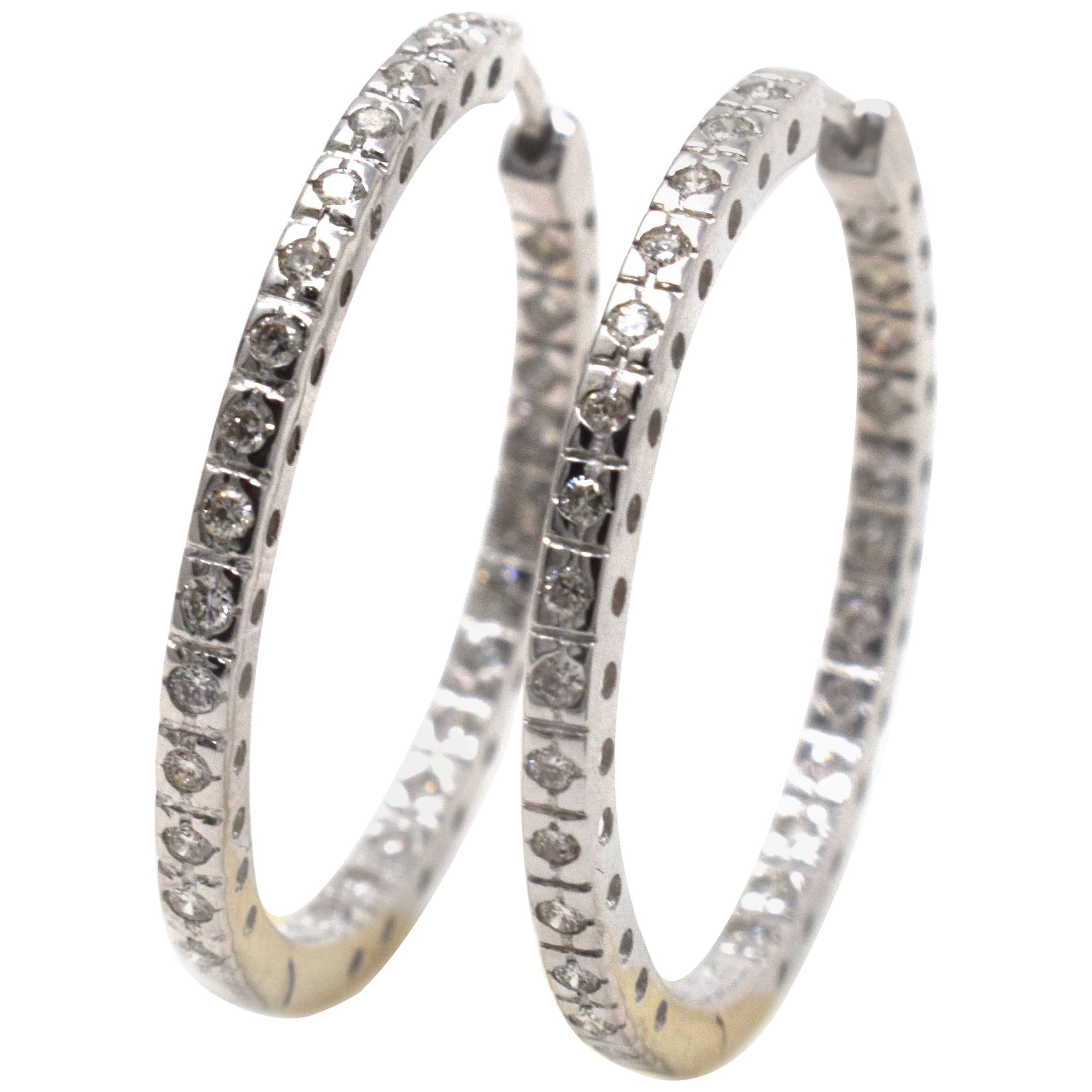 Inside and Out Diamond 54 Diamond in White Gold Hoop Earrings