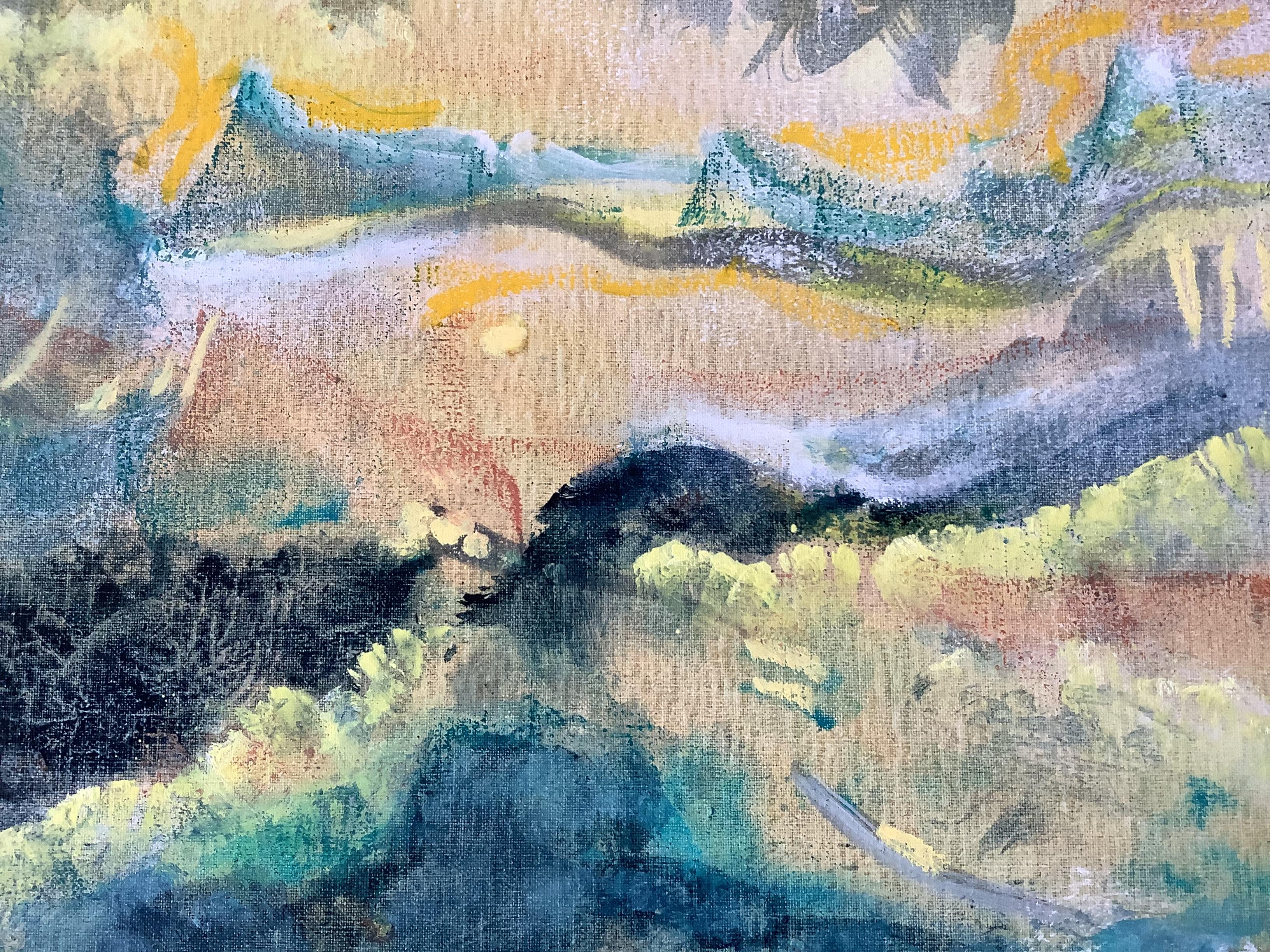 Beaux Arts “Inside Landscape”  oil painting on Canvas signed Evelyne Ballestra For Sale