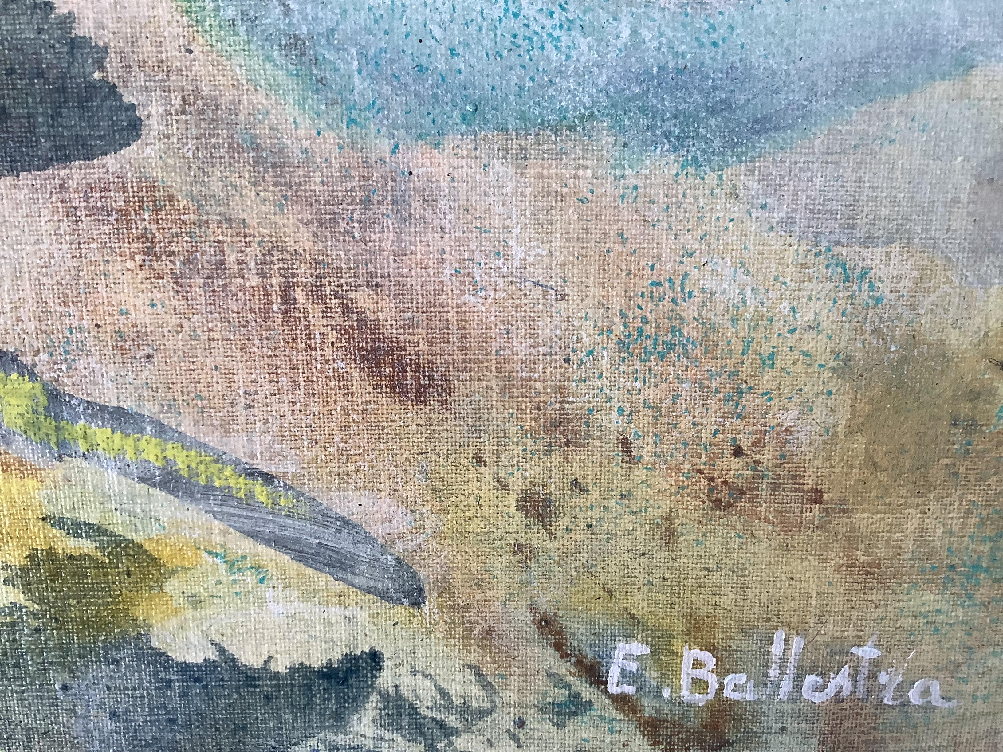 French “Inside Landscape”  oil painting on Canvas signed Evelyne Ballestra For Sale