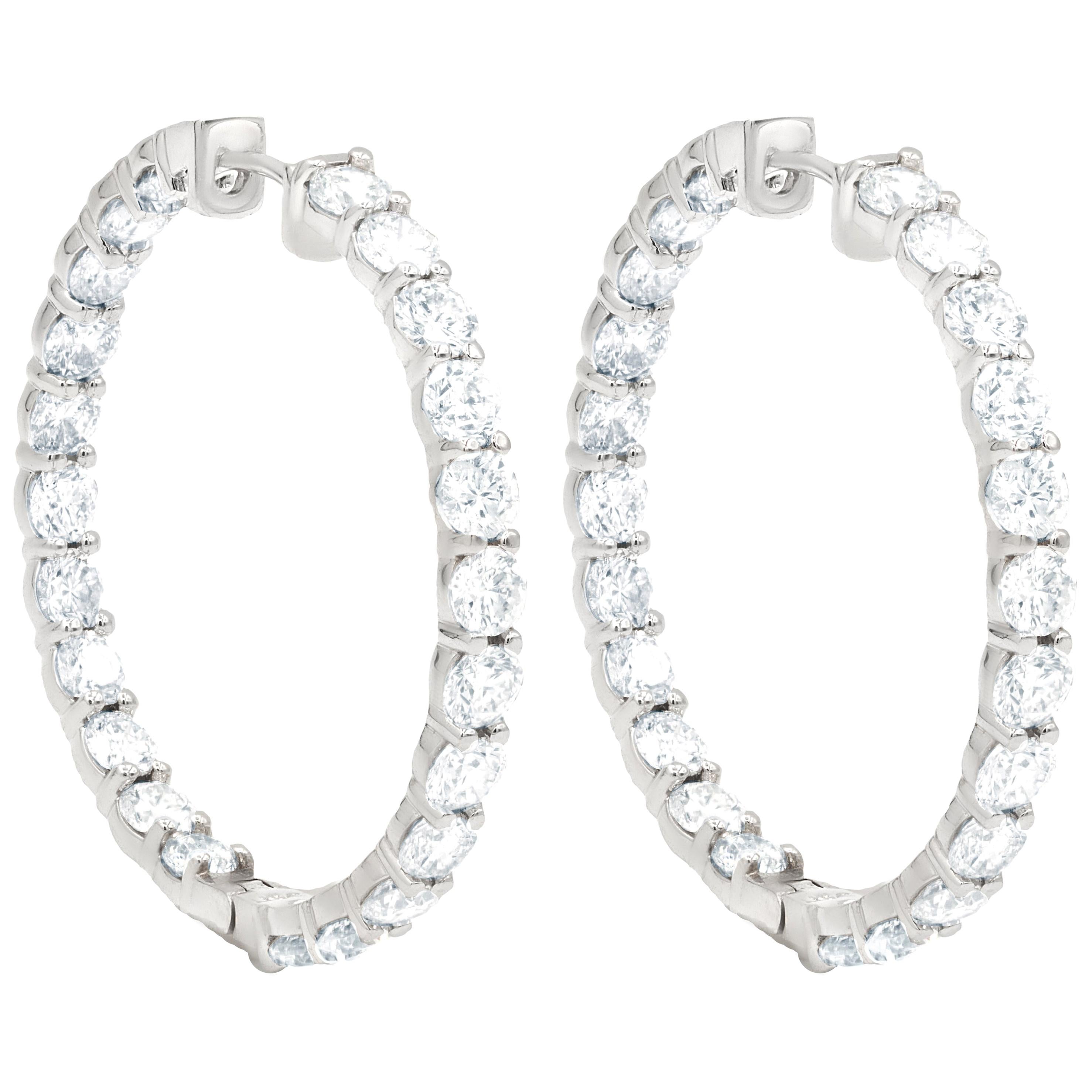 4.10 Carat Inside Out Diamond Hoop Earrings, 0.20 Carat Each For Sale ...