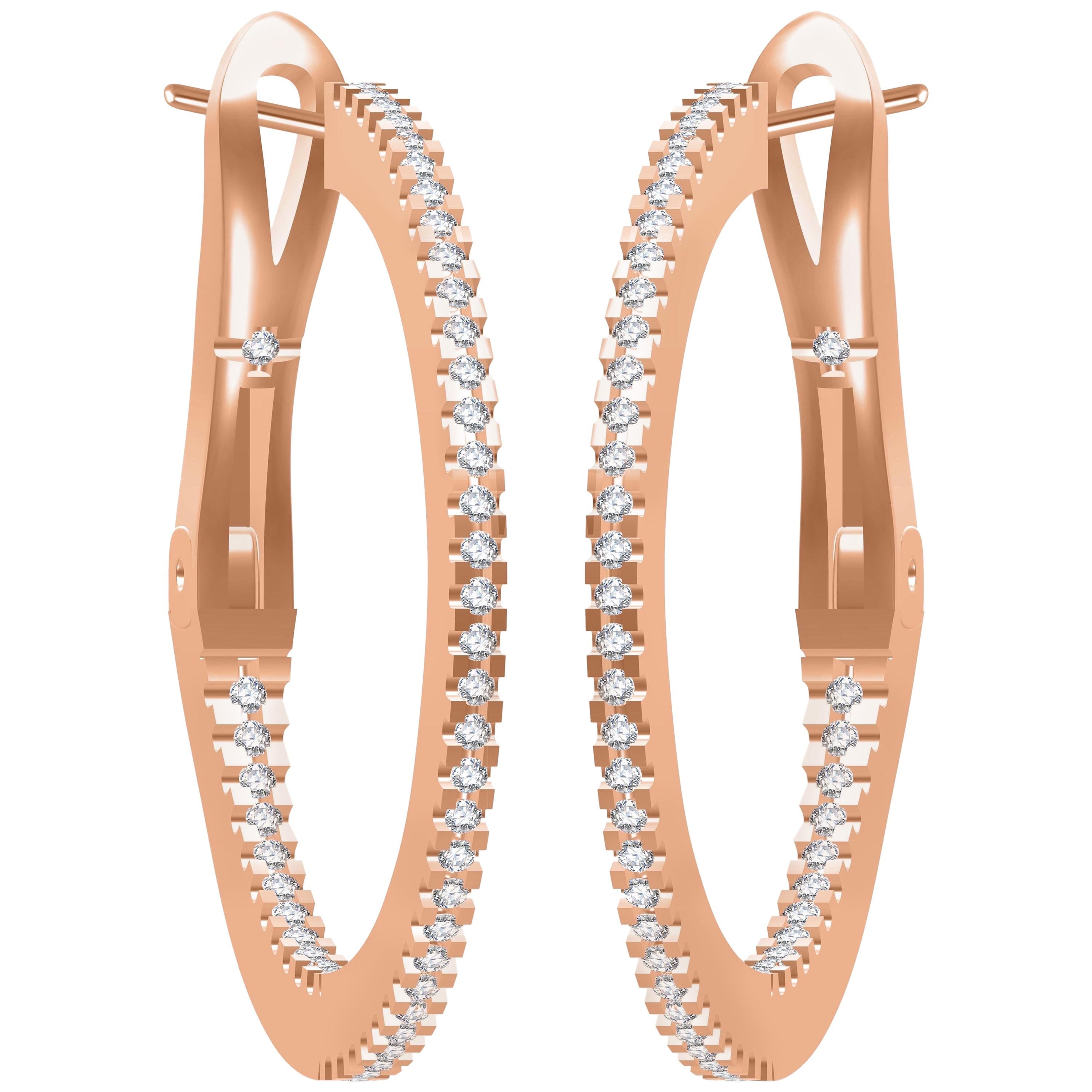 18 Karat Gold Diamant-Ohrringe von innen nach außen im Angebot