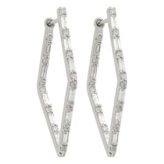 Inside Out Baguette Diamond 14 Karat Gold Hoop Earrings