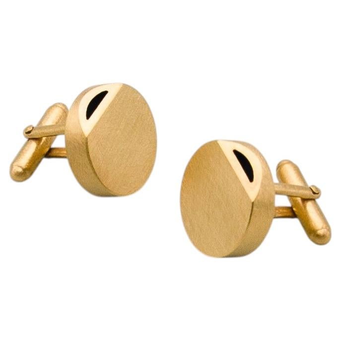 Inside Out Circle Cufflinks in Gold Vermeil & Sterling Silver by Sheng Zhang For Sale