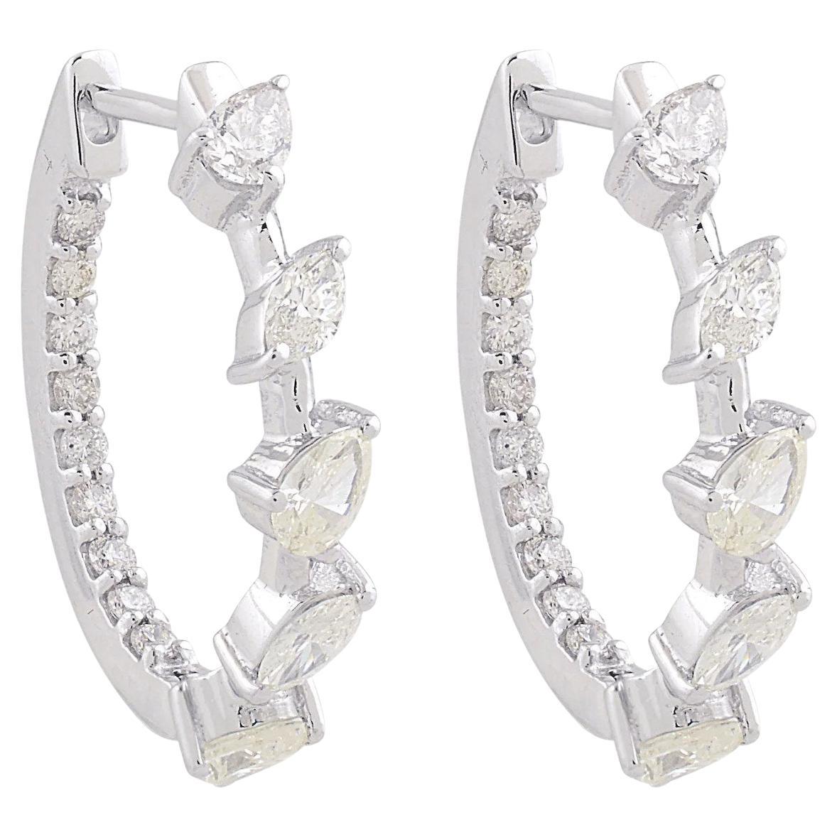 Inside Out Diamond 10 Karat Gold Huggie Hoop Earrings For Sale