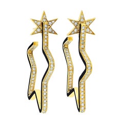 Inside Out Diamond 18 Karat Gold Star Hoop Earrings