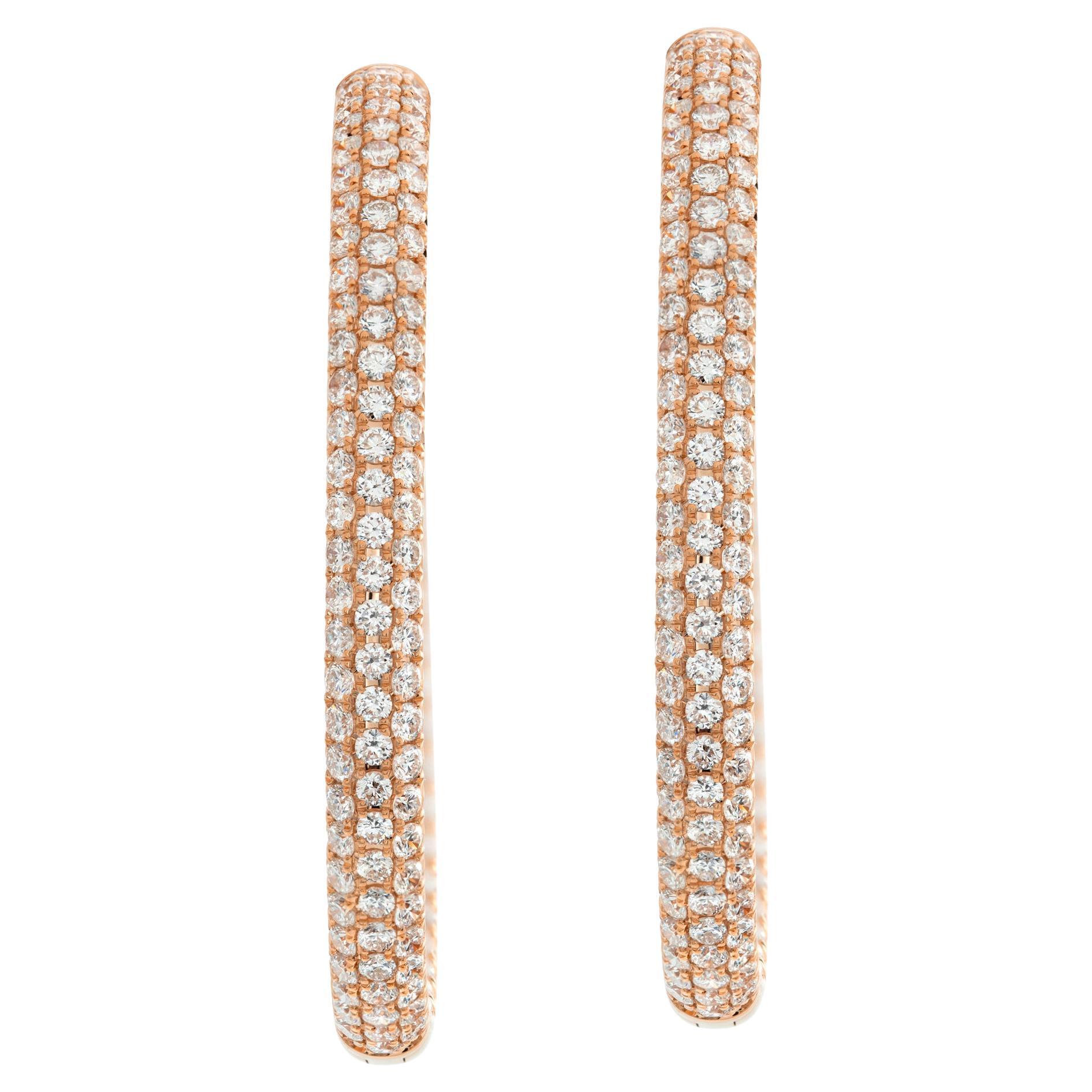 Orecchini a cerchio Inside Out con diamante in oro rosa 18 carati