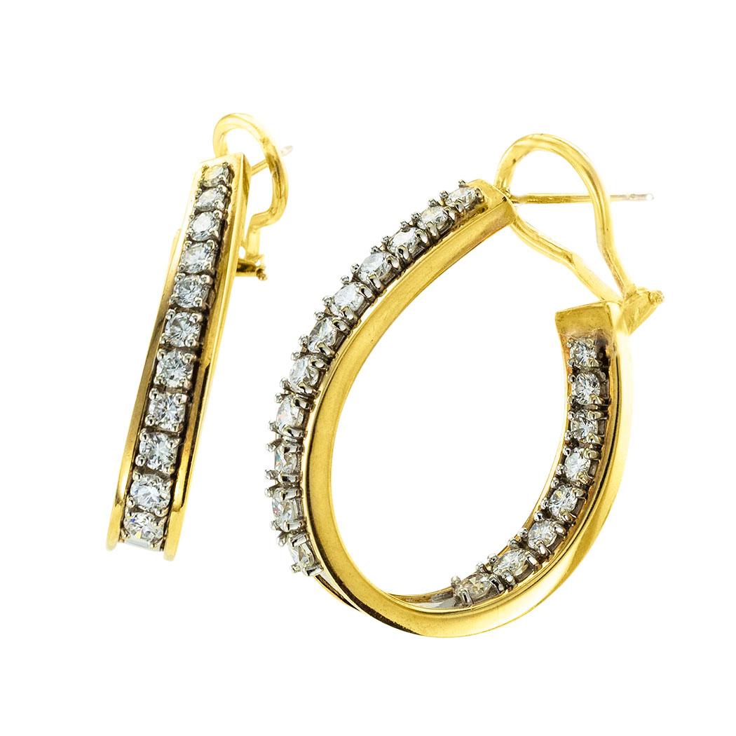 Contemporary Inside Out Diamond Hoop Earrings