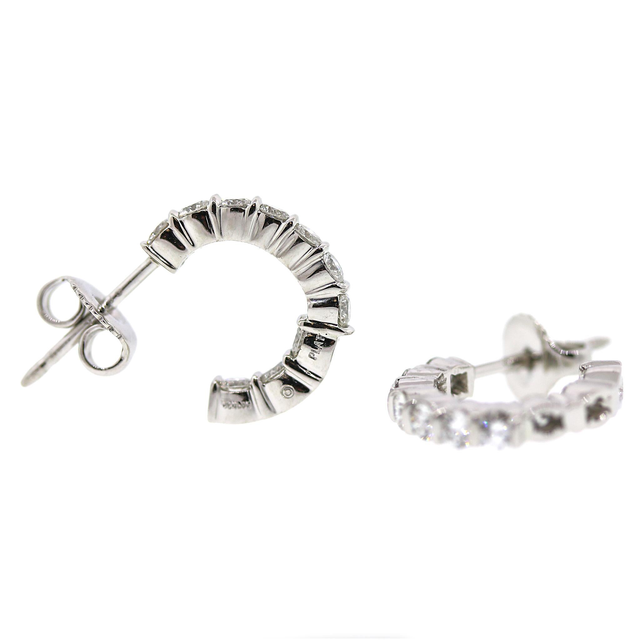 Round Cut Inside-out Diamond Hoop Earrings For Sale