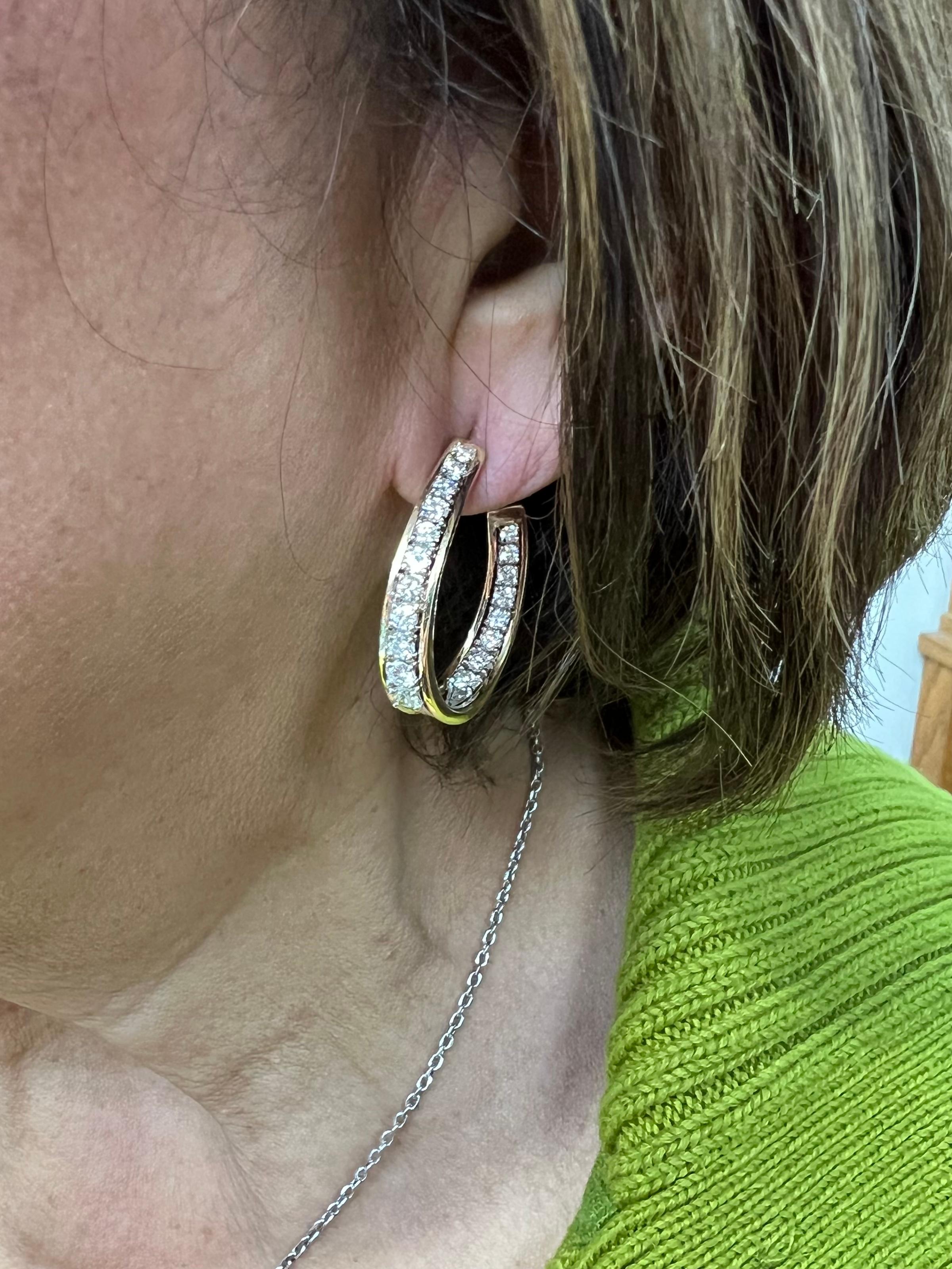 Women's or Men's Inside Out Diamond Hoop Earrings