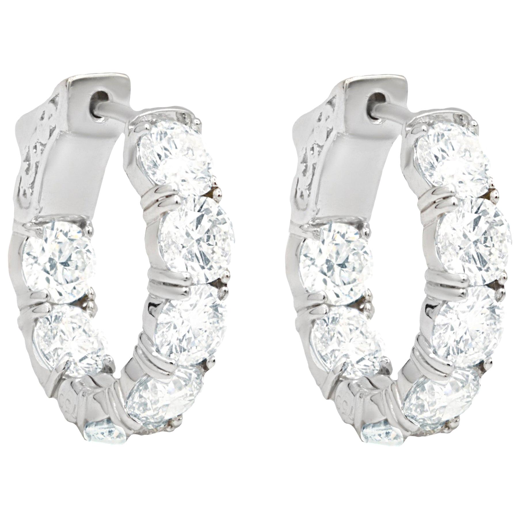 Inside Out Diamond Hoop Earrings For Sale