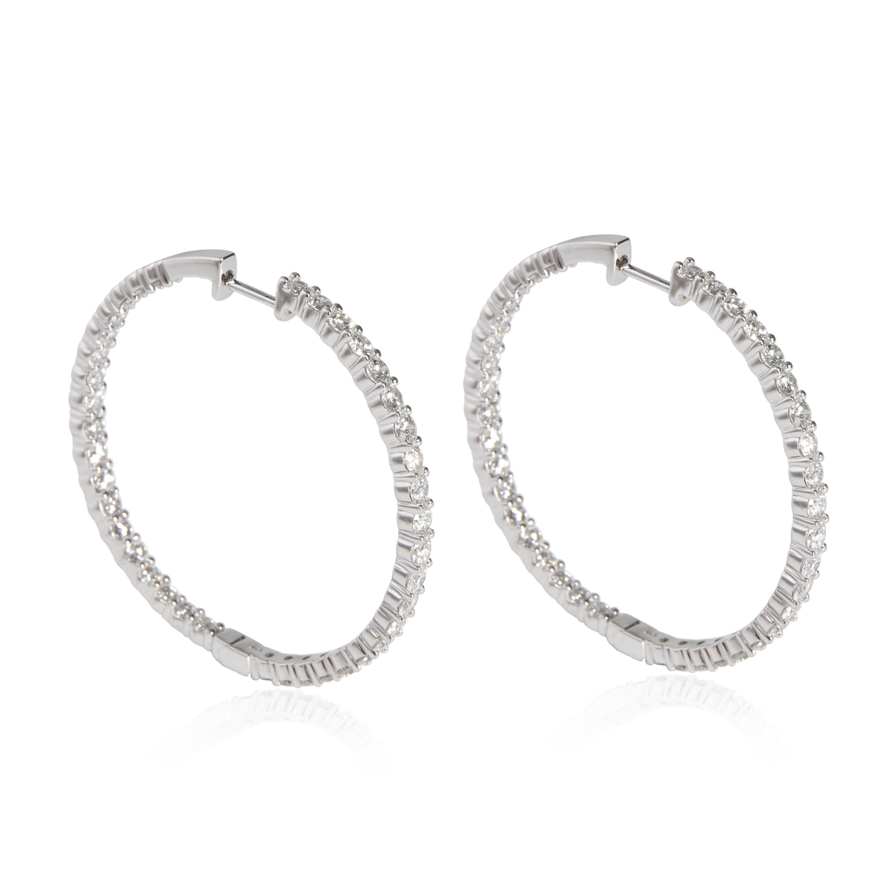 Inside Out Diamond Hoop Earrings in 14K White Gold 4.00 CTW
