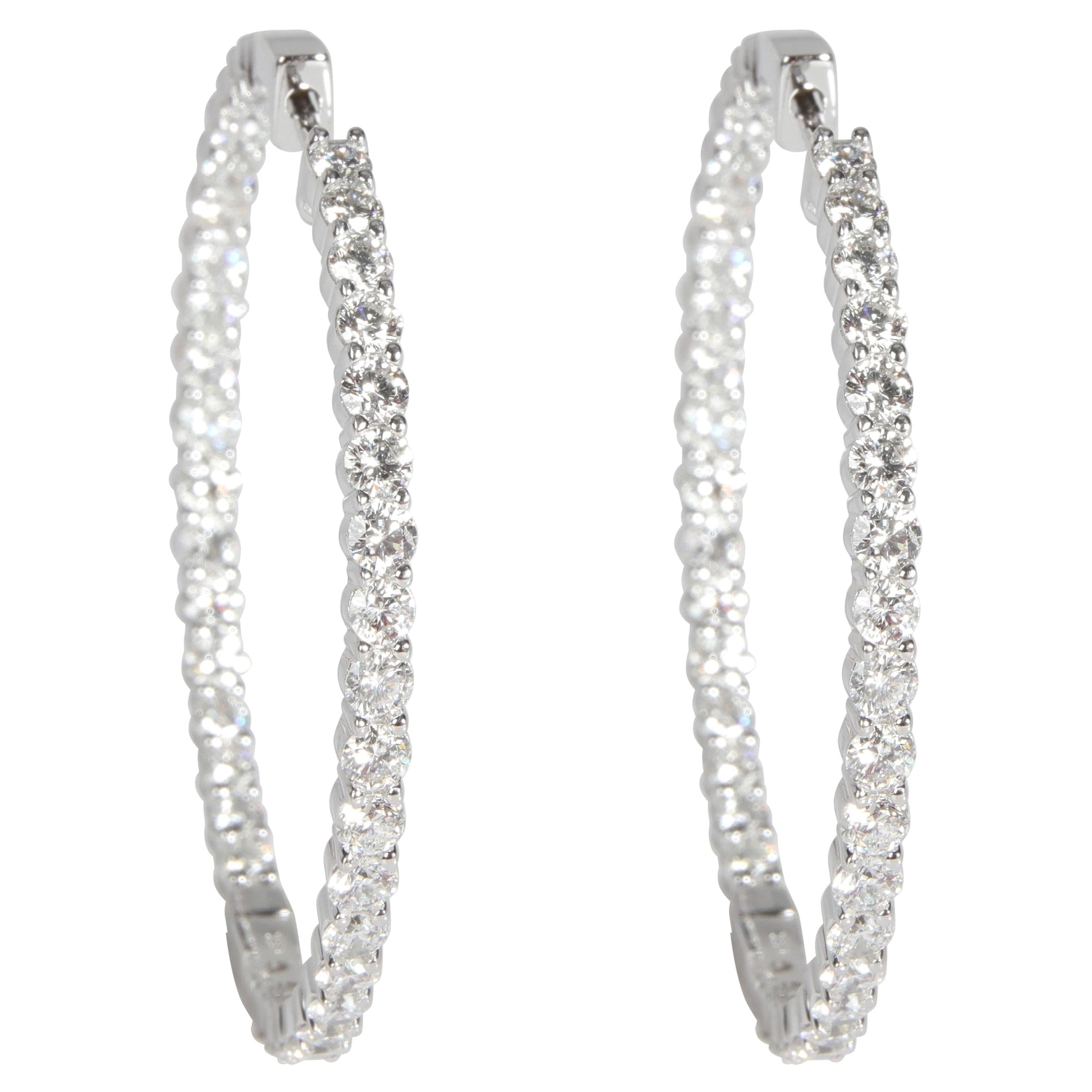 Inside Out Diamond Hoop Earrings in 14K White Gold 4.00 CTW