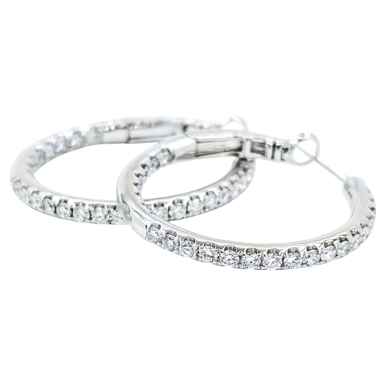 Inside-Out Diamond Hoop Earrings in 18k White Gold