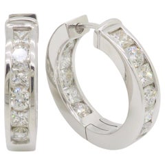 Inside Out 3.70CTW Diamond Hoop Earrings with Round & Princess Cut Diamonds