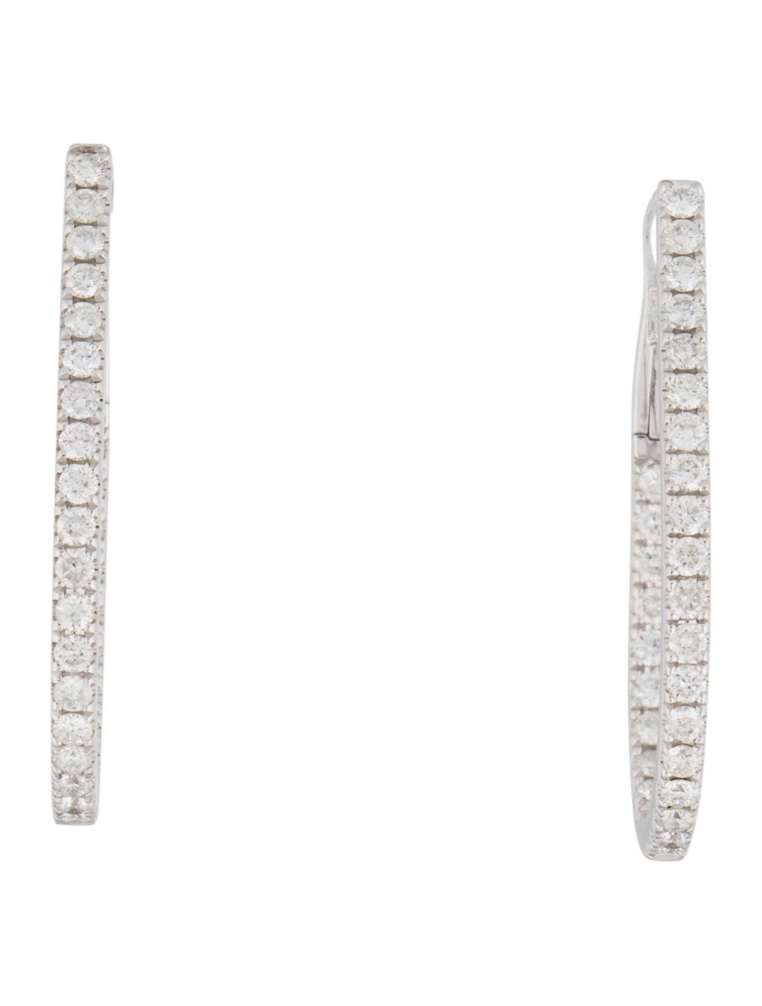 Round Cut Inside-Out Diamond Pear Hoop Earrings 0.90 CT TDW 14K Gold For Sale