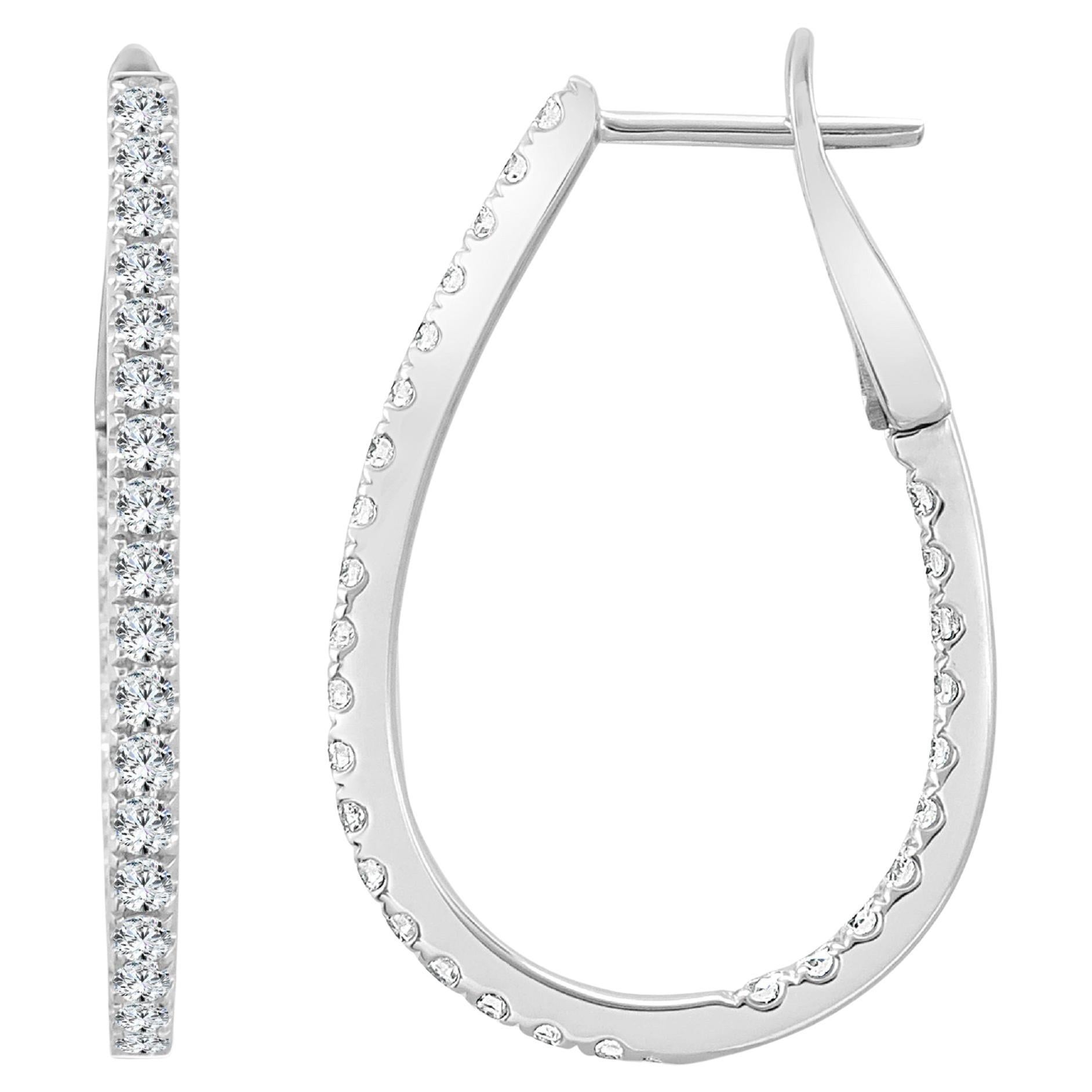 Inside-Out Diamond Pear Hoop Earrings 0.90 CT TDW 14K Gold For Sale