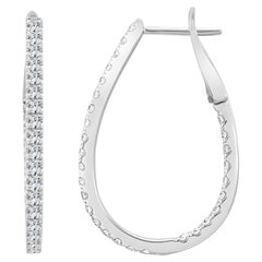 Inside-Out Diamond Pear Hoop Earrings 0.90 CT TDW 14K Gold