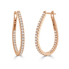 Inside Out Diamond Pear Hoop Earrings 1.30 Ct TDW Regular 14K Gold