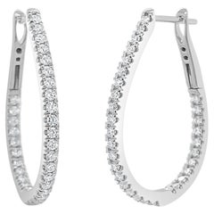 Inside Out Diamond Pear Hoop Earrings 1.30 Ct TDW Regular 14K Gold